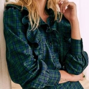 Sezane Jane Plaid Blouse, Sz. 6